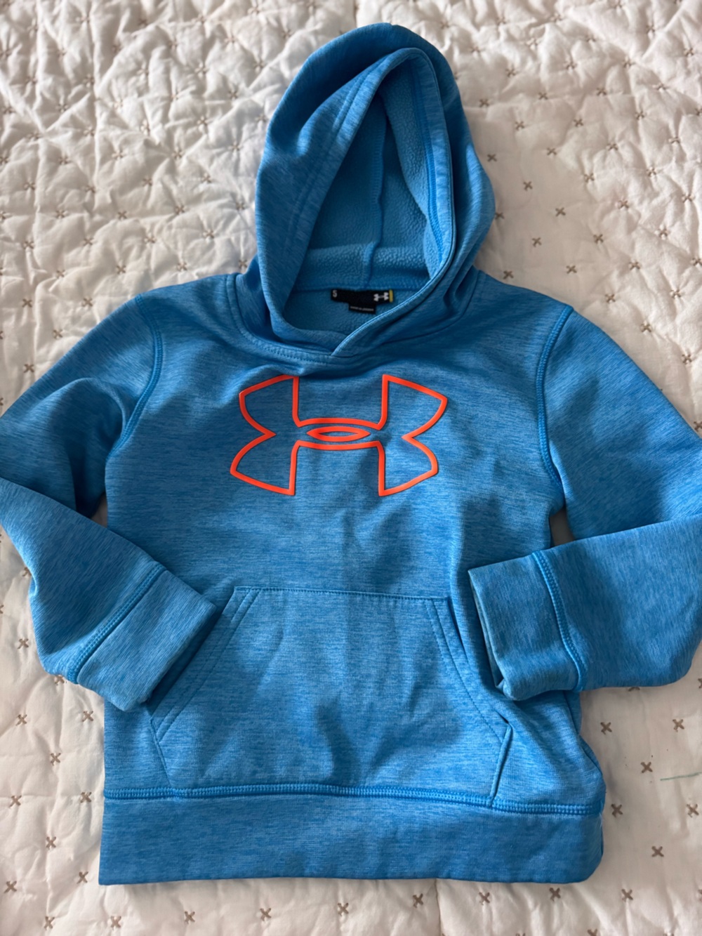 Under Armour Blue Hoodie with Orange Logo - Kids
